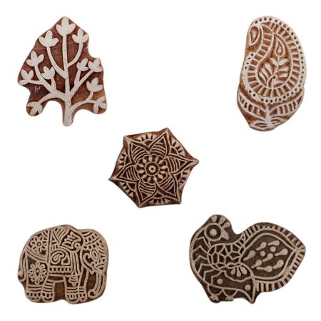 Set of 5 Piece New Mix Wooden Printing Blocks
